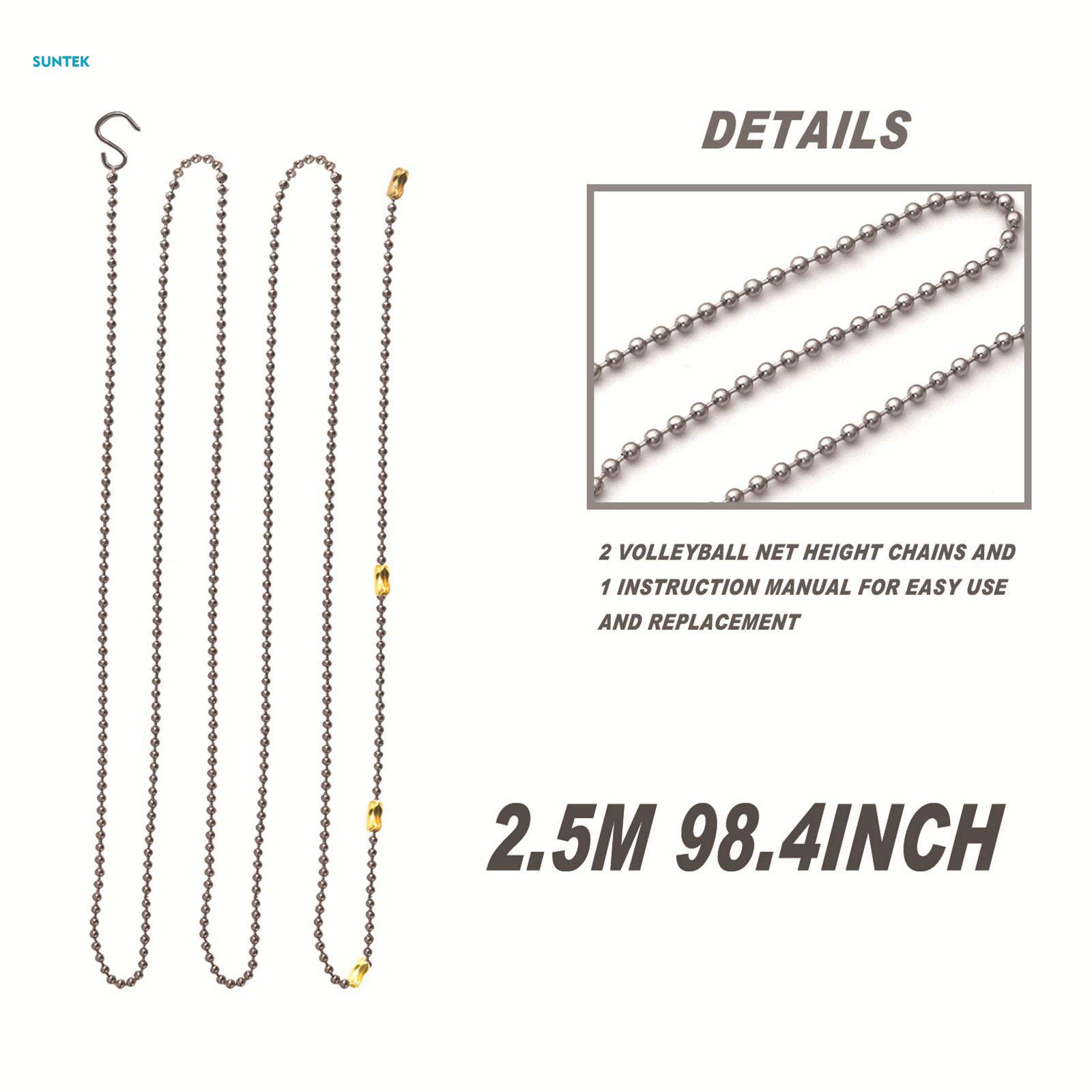 2.5M Length Volleyball Net Measure Chain with Instruction Manual Referee Equipment Volleyball Net Setter Chain for Competitions Team Sports. 