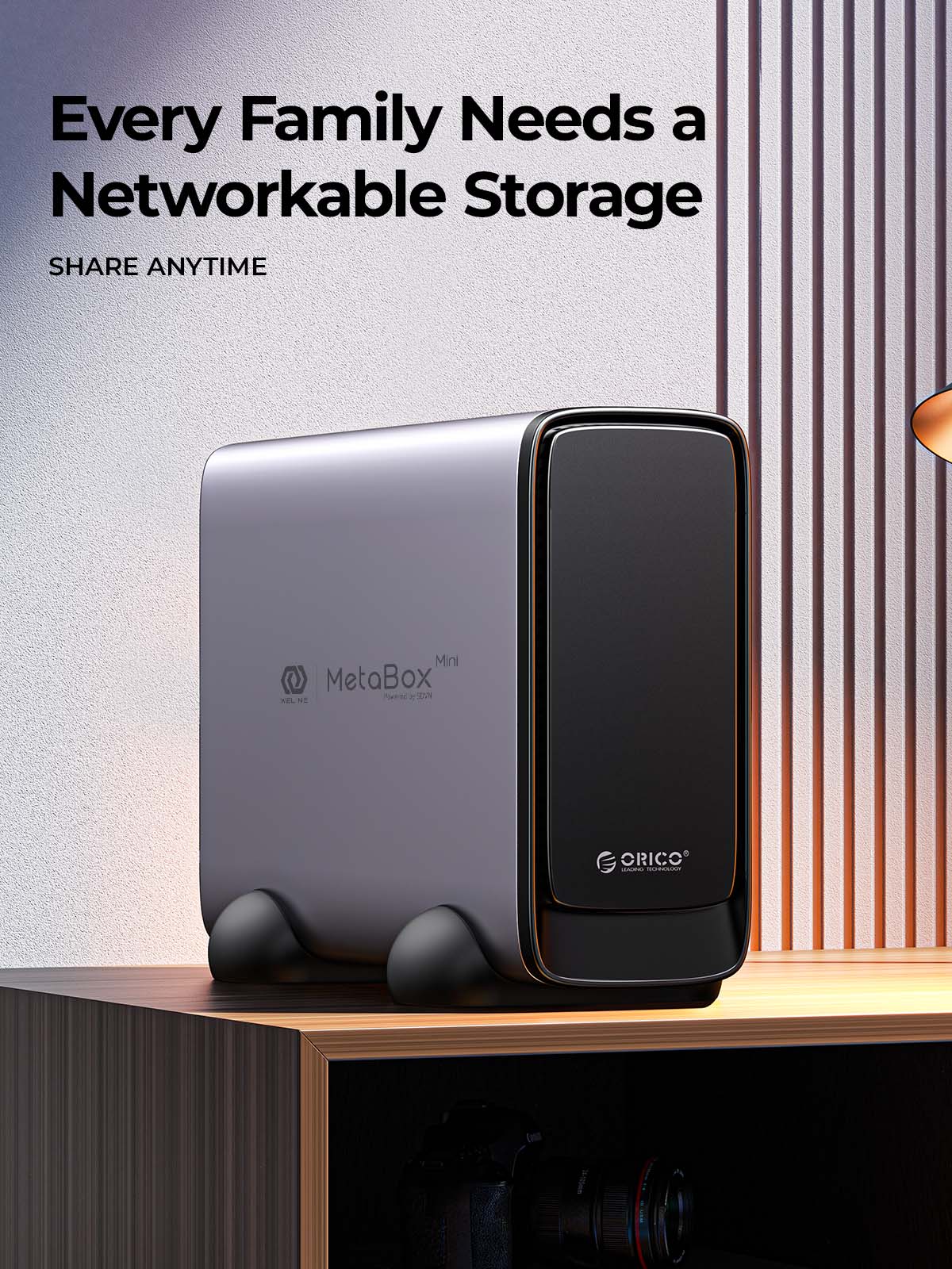 ORICO MetaBox Mini Personal Storage 3.5" Type-C Network Attached Storage Automatic Backup Remote Access Diskless NAS. 