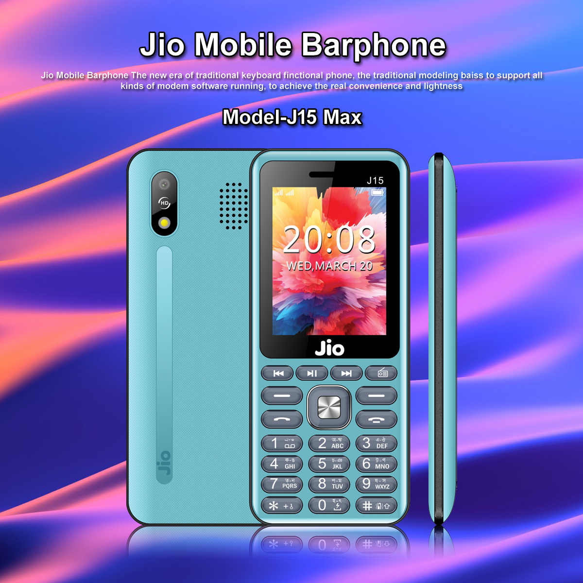 Jio J15 Max Dual SIM 2400mAh Feature Phone Display-2.4 Camera-VGA Big Torch Light Wireless FM Radio. 