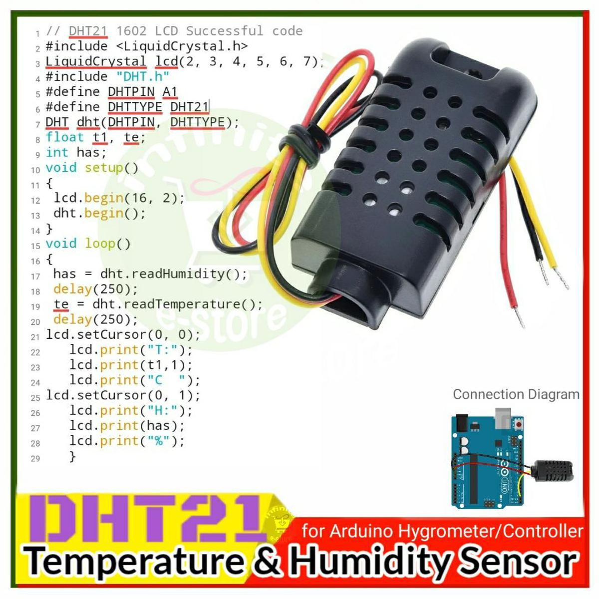 Interfacing AM2301/DHT21 Temperature Humidity Sensor With, 57% OFF