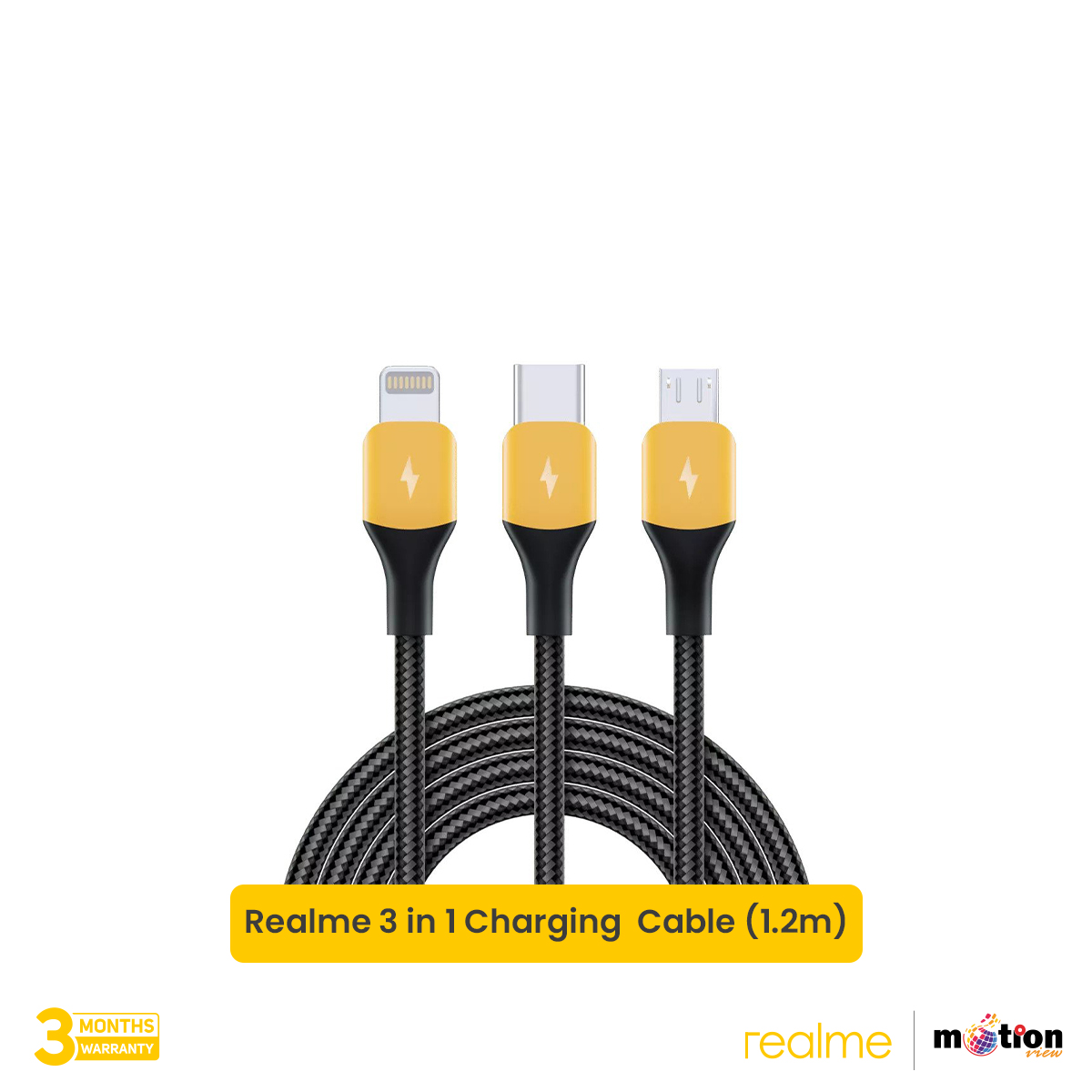 Realme 3 in 1 Charging Cable - Black