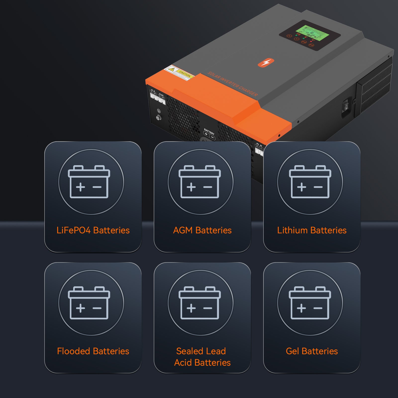 PowMr 1.6KW Hybrid Solar Inverter 230Vac PV Start Voltage 30Voc Built In 80A MPPT Solar Charge Controller 50/60Hz Auto Pure Sine Wave Inverter POW-HVM2H-12V-N. 