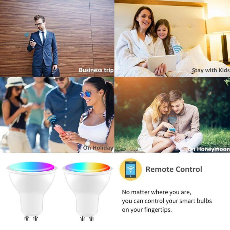 4W 220-240V Wifi Smart Gu10 LED Light Bulb EWeLink APP RGB+CCT Spotlight For Smart Home Control Work With Alexa Google Home. 