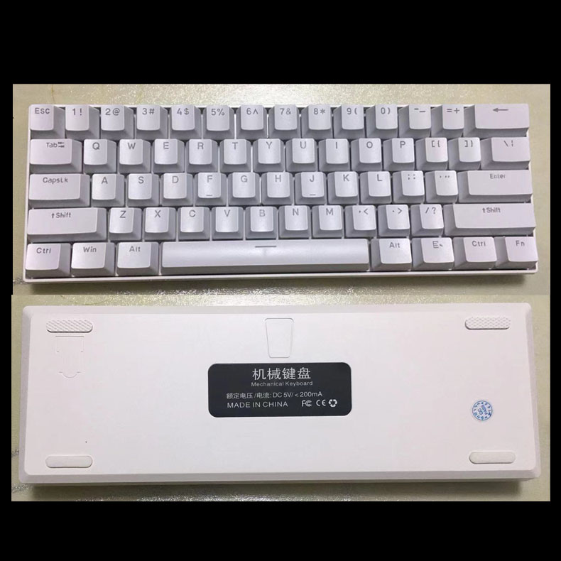 Mechanical keyboard 60% gaming white 61 keys computer keyboards Backlit mini teclado Musical portable Usb key board. 