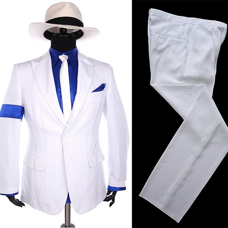 Classic MJ Michael Jackson Smooth Criminal Classic White Stripe Skinny  Party Casual Suit FULL Outfit: Buy Online at Best Prices in Bangladesh |  