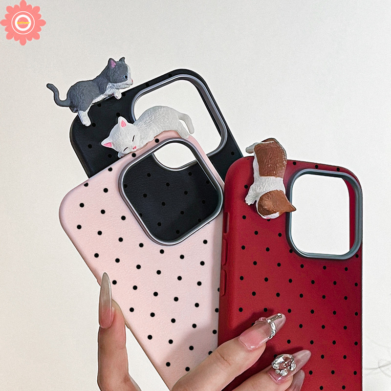 For Oppo A38 A3X A60 A16 A17 A35 A15 A18 A3 A57 A7 A55 A15s A52 A16S A5s A53 A54 A3s A12 A9 A74 A5 A76 A3 A77 A78 A31 A58 A1K A17K A79 A95 Reno 7Z Cute Wave Point 3D Doll Cat Case. 