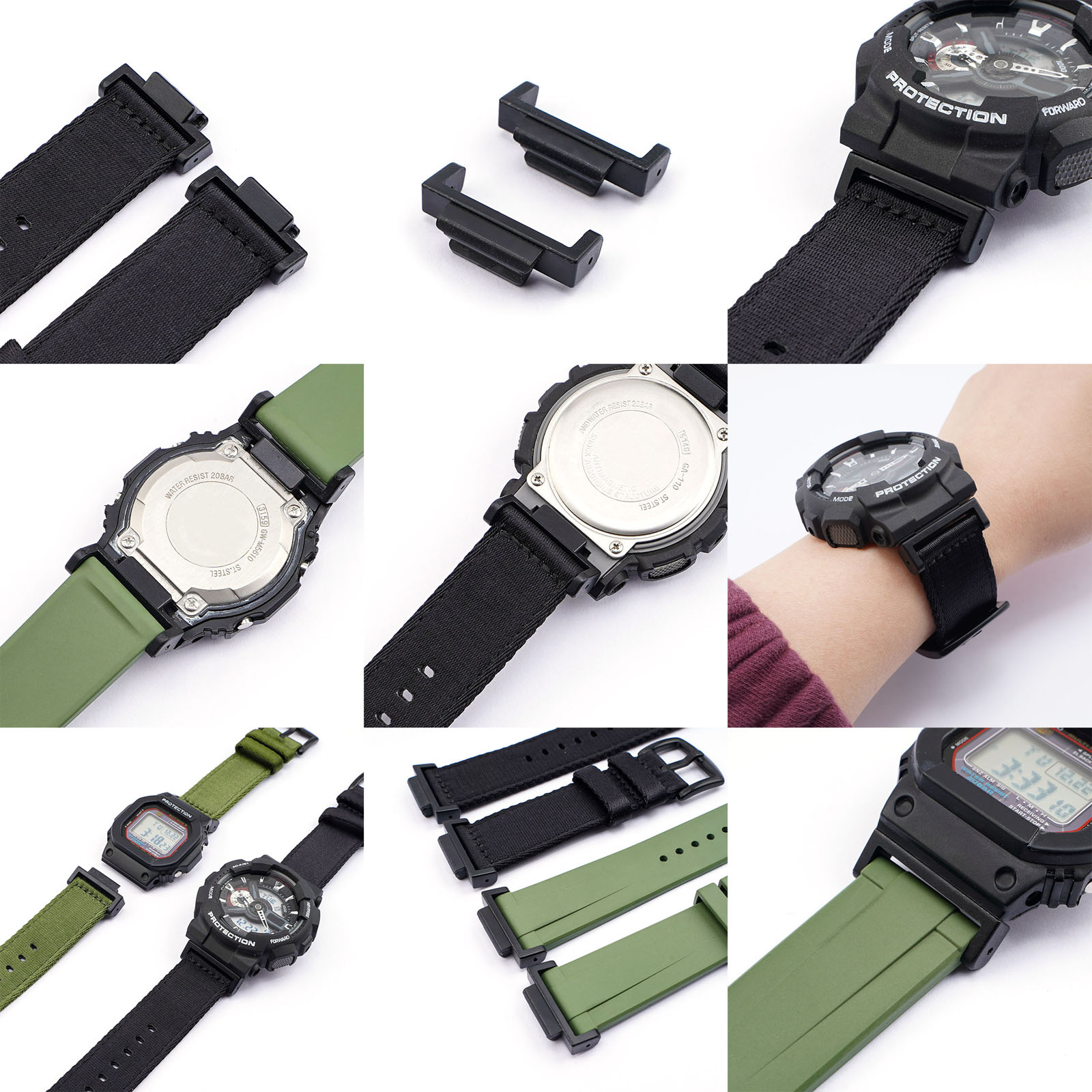 Watch Strap Connector for Casio G-SHOCK DW5600 6900 8900 GA110 Hard PC Adapter 22mm to 16mm Watchband DIY Converter with Tool. 