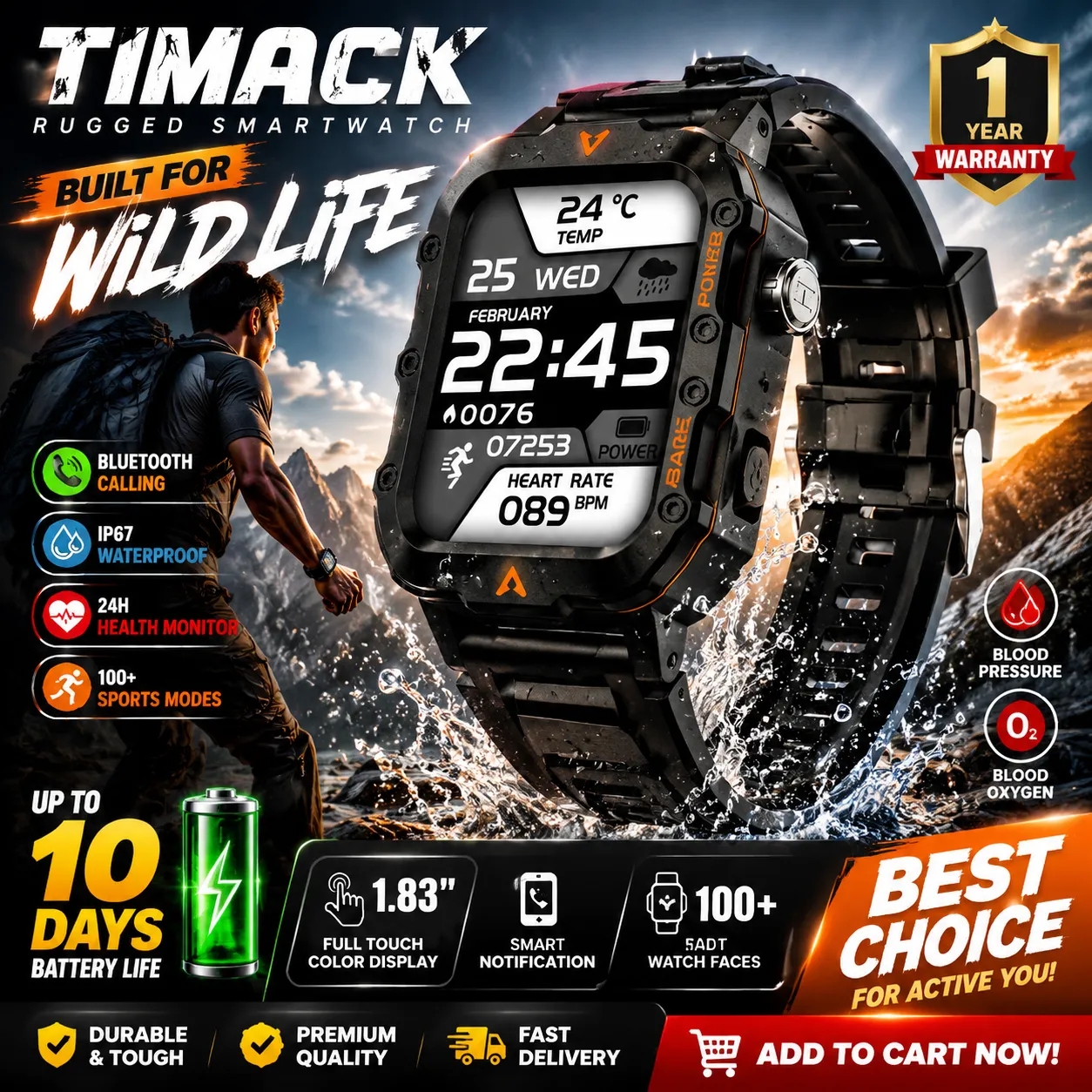 TIMACK® Q11 SMART WATCH—— New LED Men's Smartwatch Bluetooth Talking Smartwatch Multi Sport Mode Health Monitor Outdoor Sport Smart Watch For Android