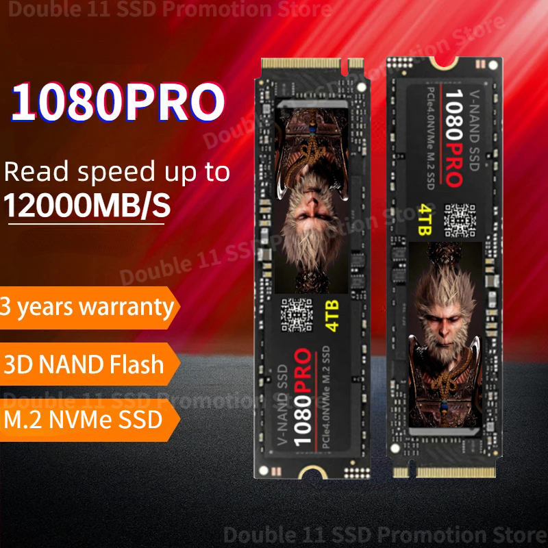 1080pro SSD 8tb NVMe M2 SSD 1TB 2TB 4TB M2 SSD PCIe 4.0x4 M.2 2280 Hard Disk Solid State Drive for Laptop PS5 Desktop 12000mbps