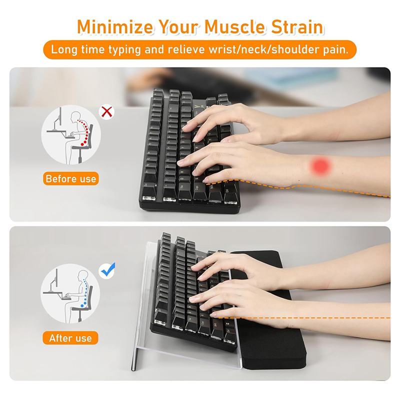 1 Pcs Acrylic Keyboard Riser Tilt for Desktop Ergonomic Keyboard Holder for Office Home School. 