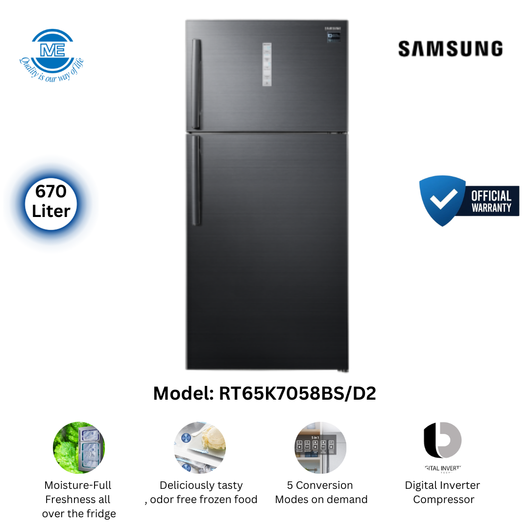 SAMSUNG 670 Liter Twin Cooling with Convertible Top Mount Refrigerator | RT65K7058BS/D2
