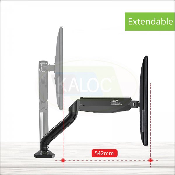 Kaloc KLC-DS90 Adjustable Single Arm Monitor Mount Stand 17” to 32” Screen Size - Black. 