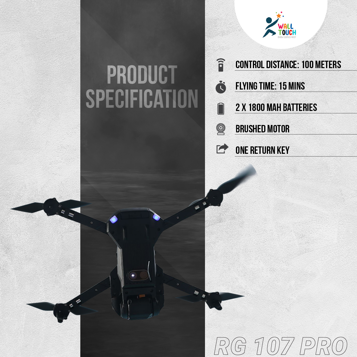 RG107 Pro RC Drone with 3 Side Obstacle Avoidance Device | UAV with HD 4K Dual Camera, Optical Flow Positioning, ESC Quadcopter | Mini Double Battery, Lens Included | Advanced Features for Aerial Photography and Exploration. 