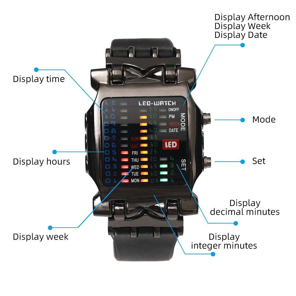 New [uper21]-1Pc Man Binary Electronic WritWatche/ Drop Reitant Lantern Watch/ tudent Fahion port LED Watche. 