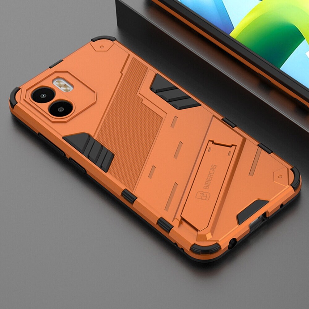 lthmy for Redmi A1 Plus Cover Shockproof Hard Case Full Protection Back Cover Punk Casing with Kickstand