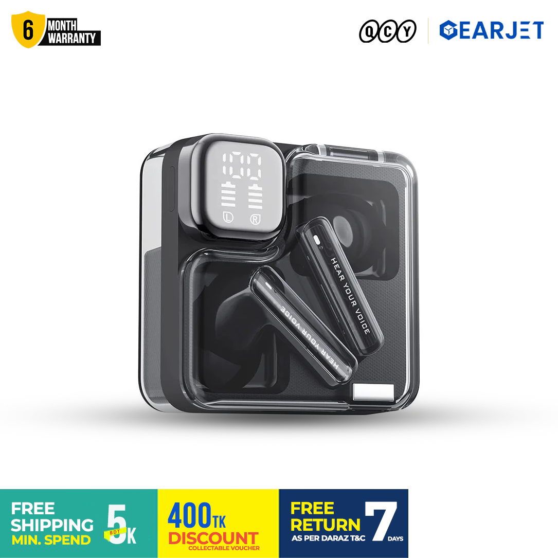 QCY T31 MeloBuds Neo Earbuds Bluetooth 5.3 LED Power Digital Display Transparent TWS Dual-Connection Wireless Earphones. 