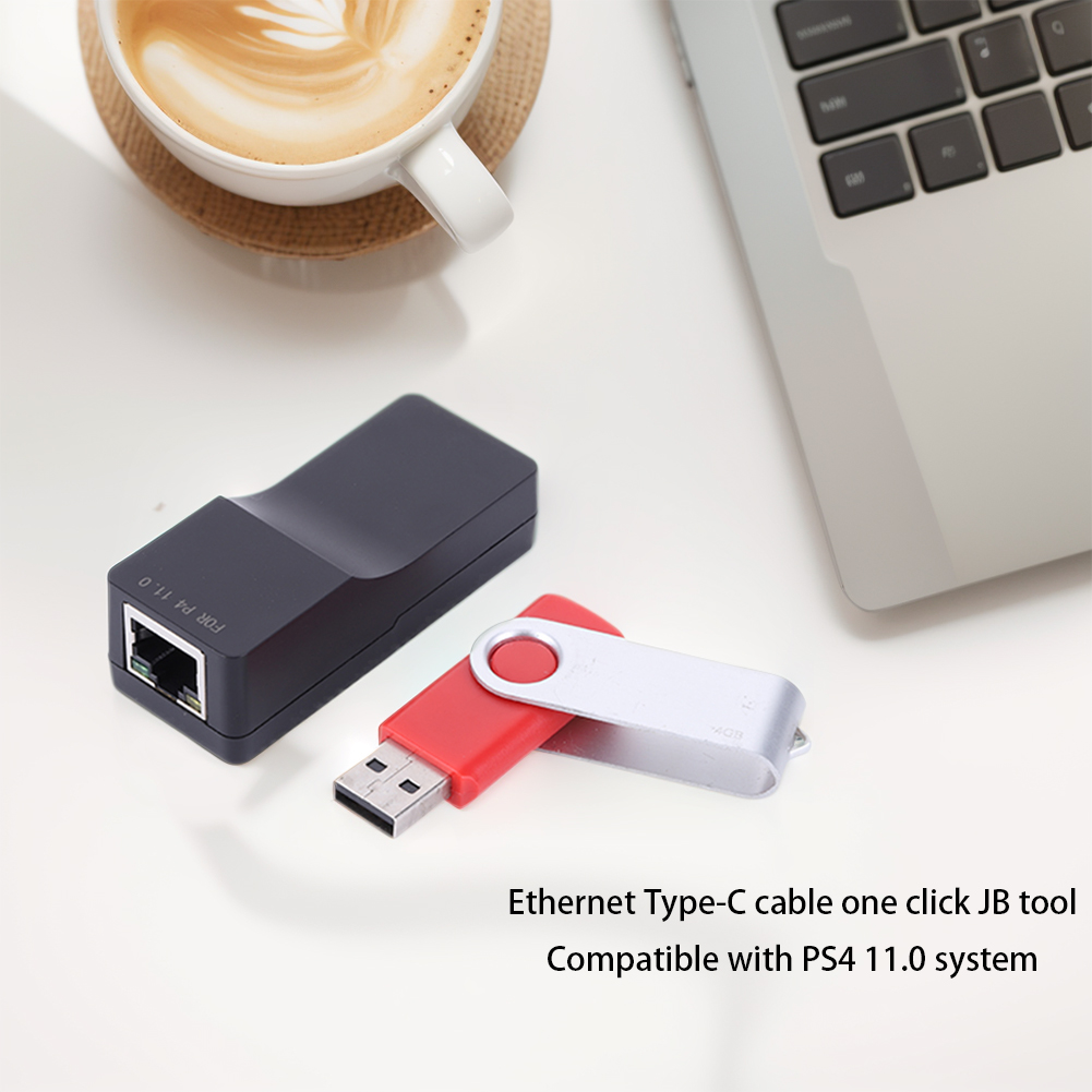 USB Dongle with Ethernet Type-C Cable One-Key JB Tool Mod Kit USB Dongle JB USB Adapter Set for PS4 11.0 FW System. 
