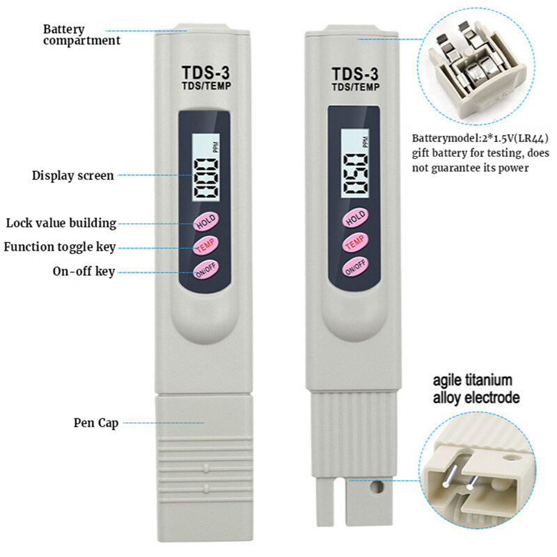 Digital Water Test Pen,  Meter Filter Measuring Water Quality Purity Tester TDS Meter, Portable Water Tester Water Quality Analysis Meter Water Purity Check 0-9999 ppm Measurement  , for Drinking Water Aquariums RO System Swimmin. 