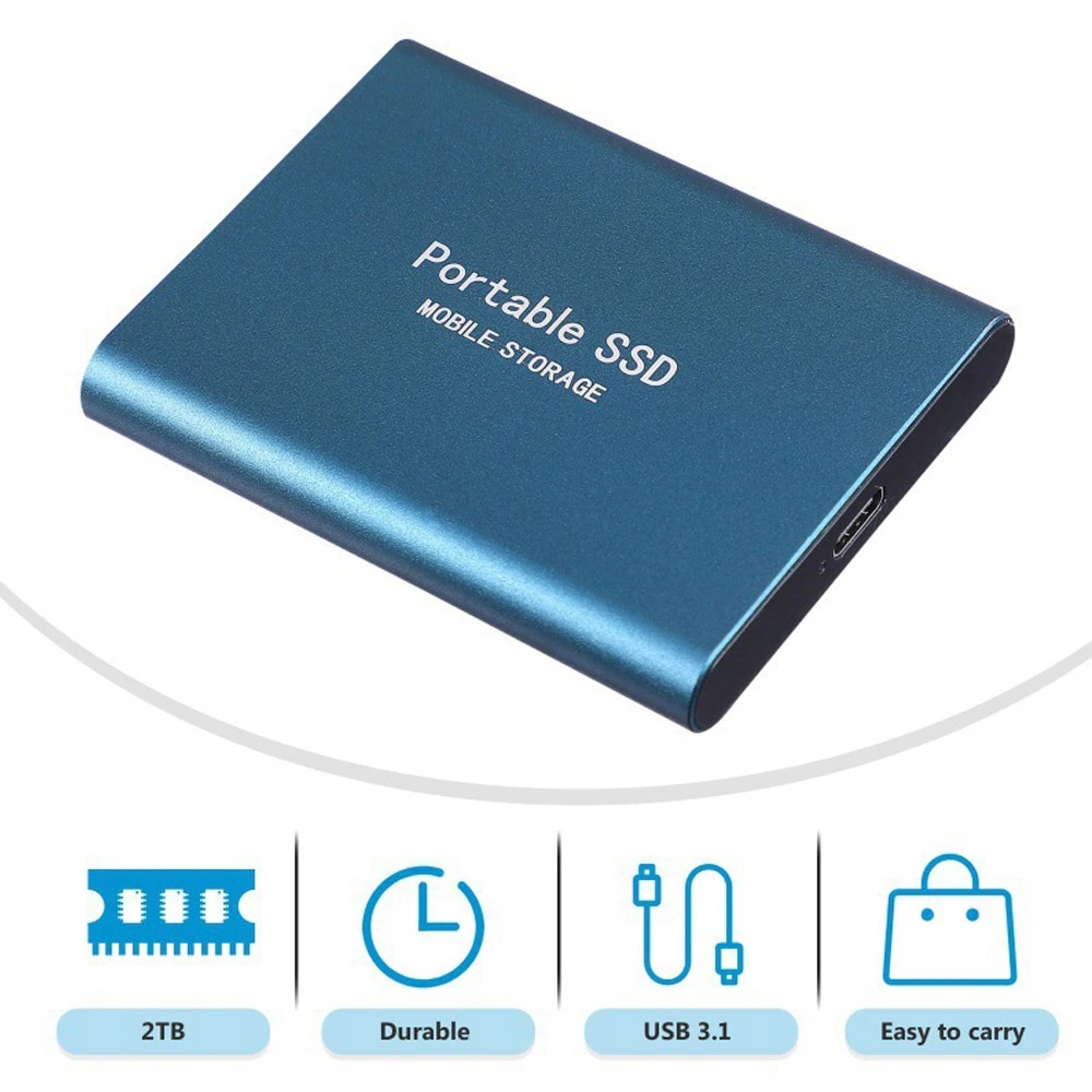 Portable SSD 1TB High-speed Mobile Solid State Drive 500GB External Storage Decives Type-C USB 3.1 Hard Disks for Laptop/PC/ Mac. 