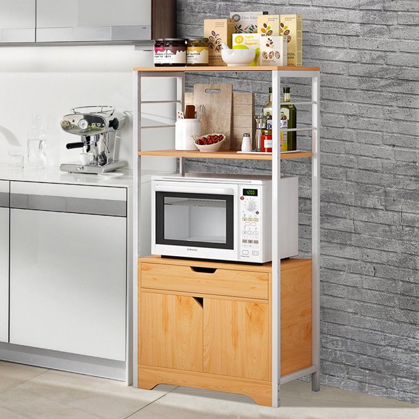 Wood Home Kitchen Bakers Rack Microwave Oven Stand Home Storage