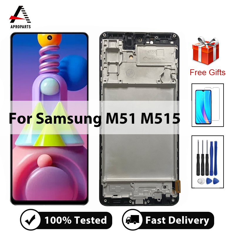 LCD For Samsung Galaxy M51 Display Touch Screen Digitizer Assembly High Quality Repair Parts For M515 M515F SM-M515F/DSN. 