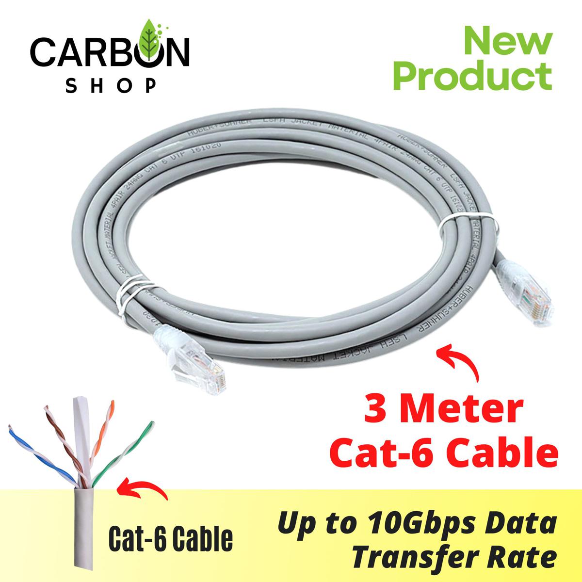 High-Performance - 3 meter Cat 6 Gigabit Ethernet Copper Twisted Wire Lan Cable - Reliable Accessory. 