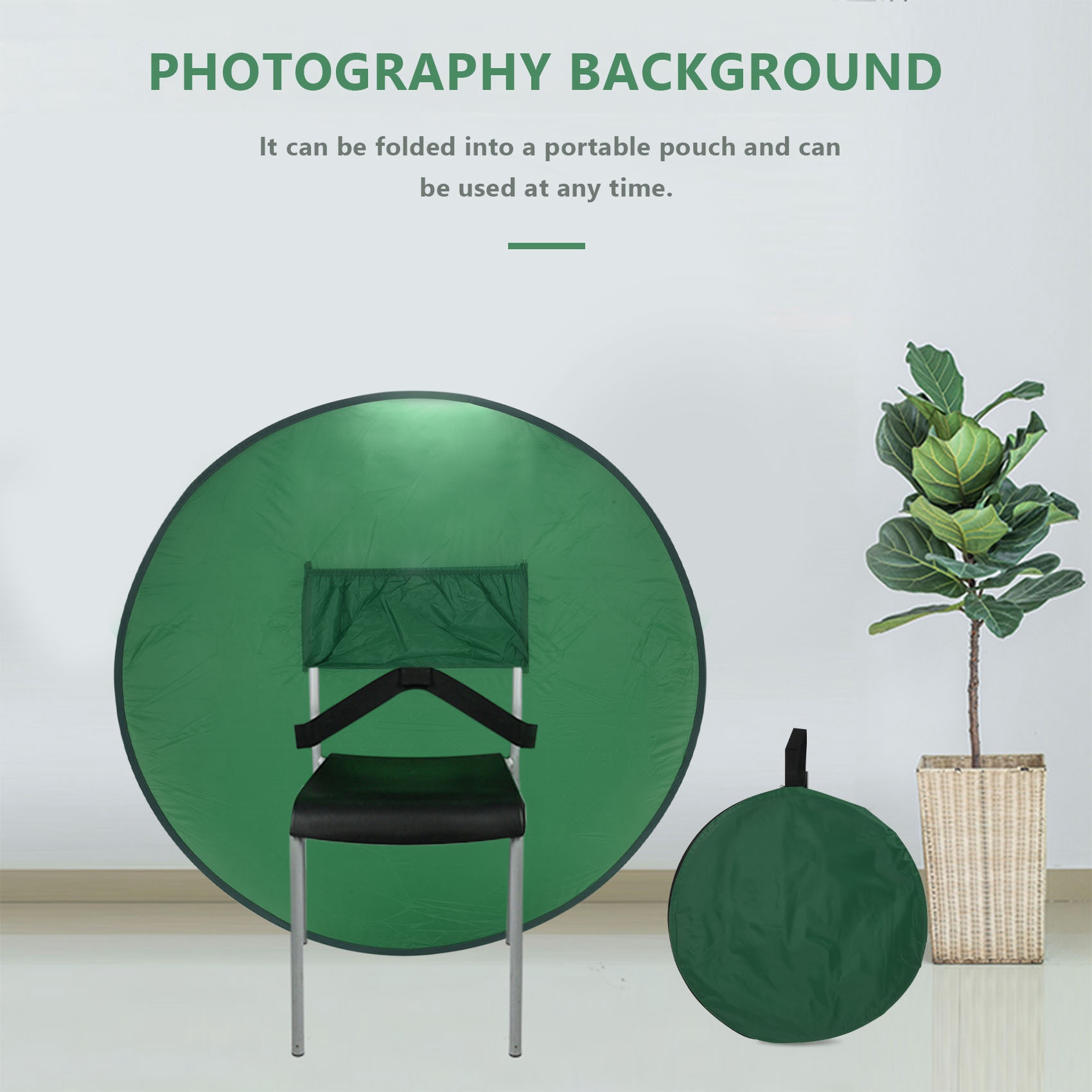 OUMERY Photography Background Green Screen Backdrops Portable Solid Green Color Backdrop Cloth for Photography Studio 142cm. 