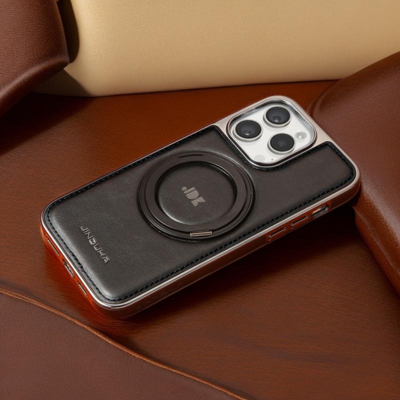 HOCE Retro Leather Magnetic Phone Case For iPhone 17 16 15 14 13 12 11 Pro Max 14 15 16 Plus MagSafe Case Rotatable Folding Bracket Holder Shockproof Cover