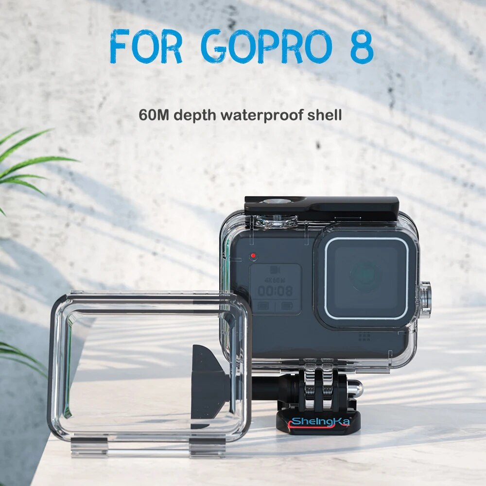 60m Underwater Waterproof Case for GoPro Hero 8 Black Action Camera Protective Housing Cover Shell Frame for GoPro 8 Accessery