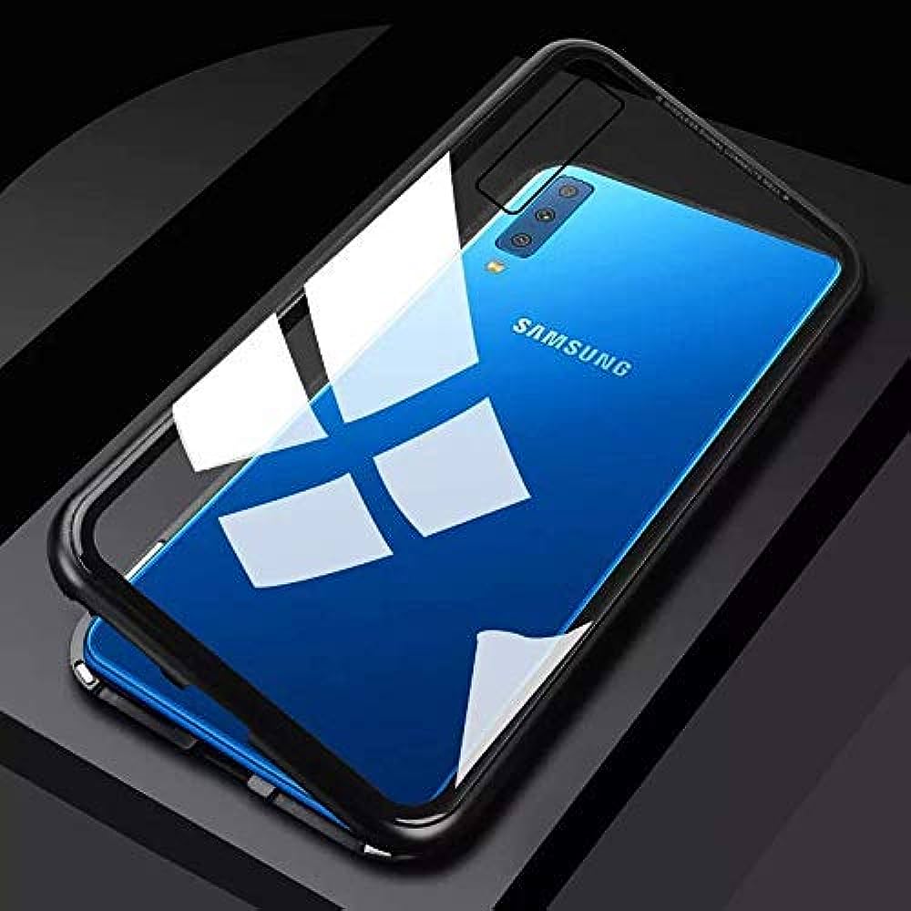 Samsung Galaxy A7 2018 - 360 Degree Magnetic Adsorption Case Metal Frame Tempered Glass Back with Built-in Magnet Cover