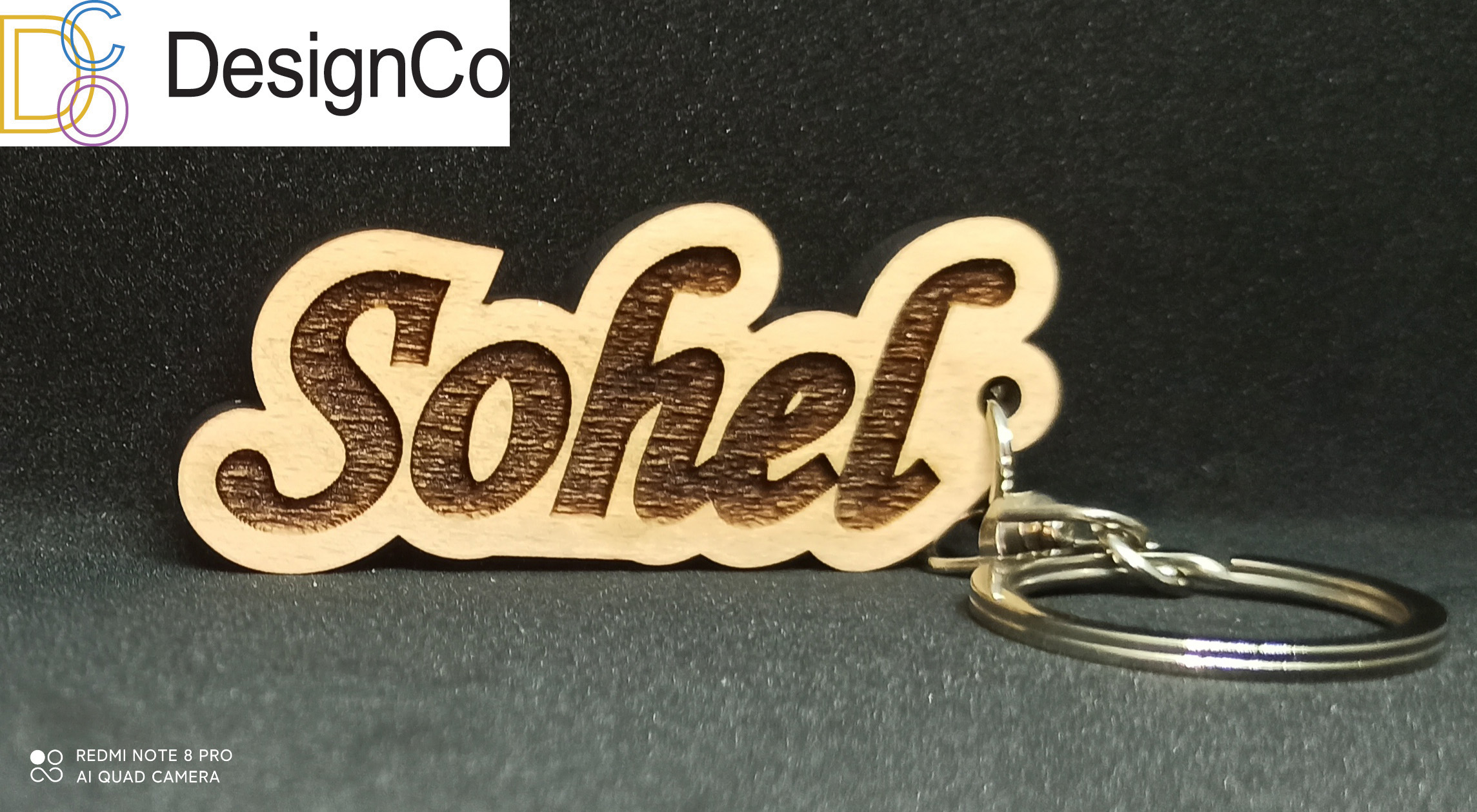 Laser Engraved Wooden Key Ring (Thickness 6 mm, Width 65 mm, Height