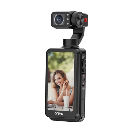 Ordro M5 5K Vlog Handheld Camera 3.5-inch Rotating Touch Screen, 3-axis Gimbal Stabilization, Face Tracking, 120-degree Wide Angle, Long-lasting Battery, Infrared Night Vision, Slow Motion with 12 MONTH WARRANTY. 