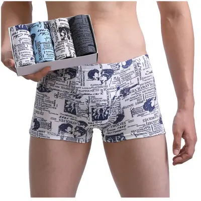 4 Pcs/lot Cotton Men's Briefs Designer Male Comfortable Boxer Shorts  Printed Panties Breathable Plus Size Underwear L-4XL