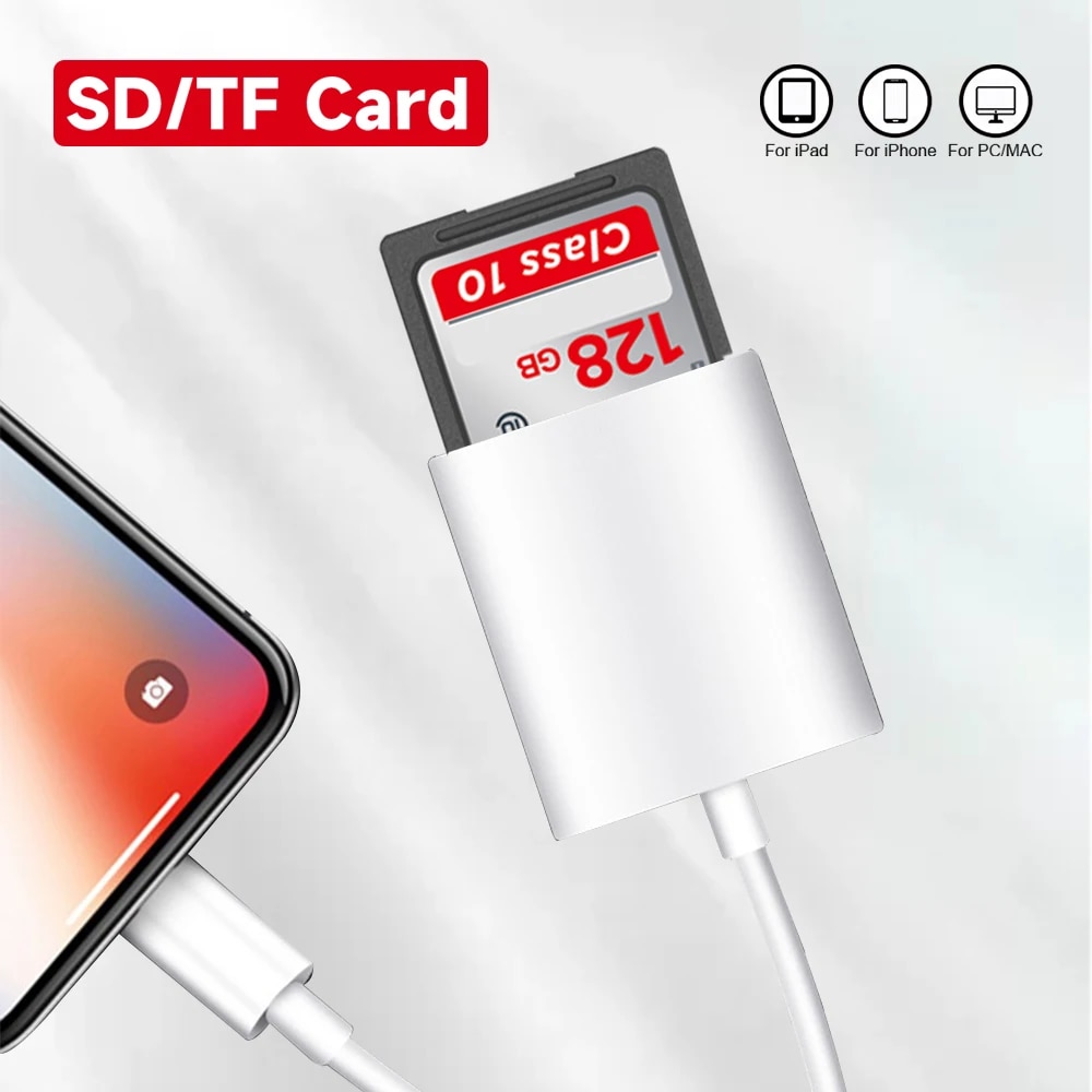 2 in 1 Lightning USB HUB Card Reader for Miro Mini SD card / SD card Flash Adapter / Card Reader with 2 Slot for iPhone/iPad. 
