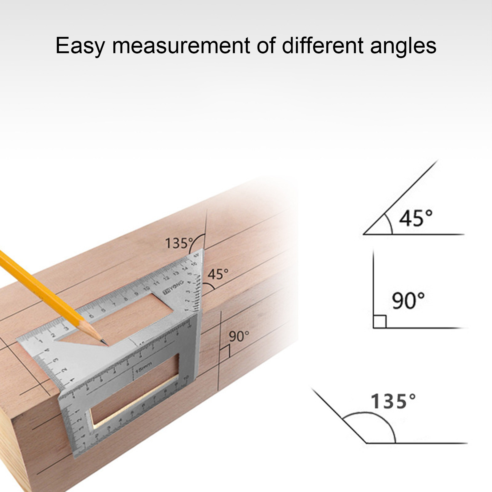 Aluminum Alloy 45/90 Degree Angle Ruler Vertical T-shape Gauge Protractor Tool. 