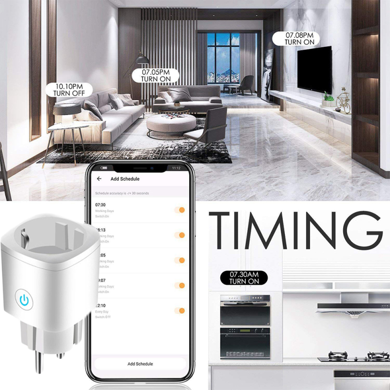 WiFi Smart Plug Outlet Tuya Remote Control Home Appliances Home Automation System Works with Alexa Google Home No Hub Required. 