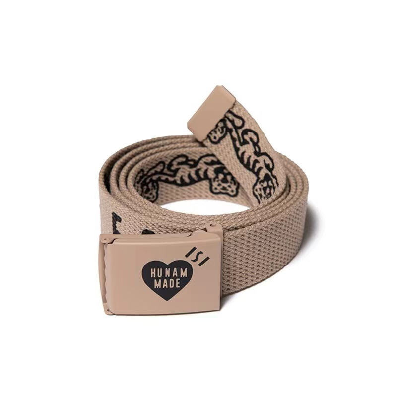 HUMAN MADE love metal buckle tiger string label canvas belt men's same style is young. 