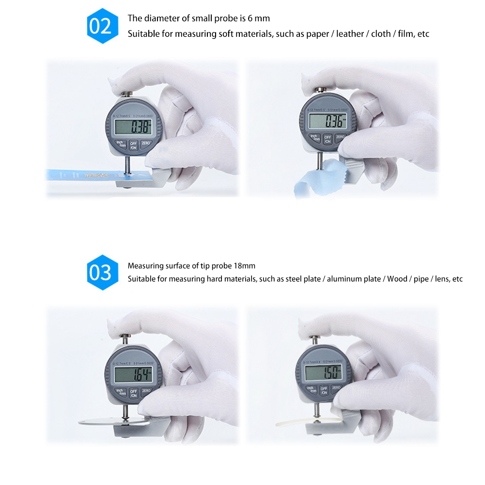 Digital Thickness Gauge Electronic Thickness Meter Measure Thickness of Paper Cloth Thin Metal Micrometer 0.01mm C. 