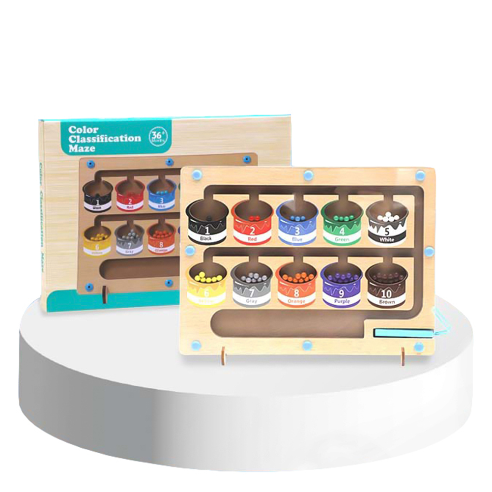 Magnetic Color Number Maze Wooden Color Matching Counting Puzzle Board Concentration Training Educational Toys. 