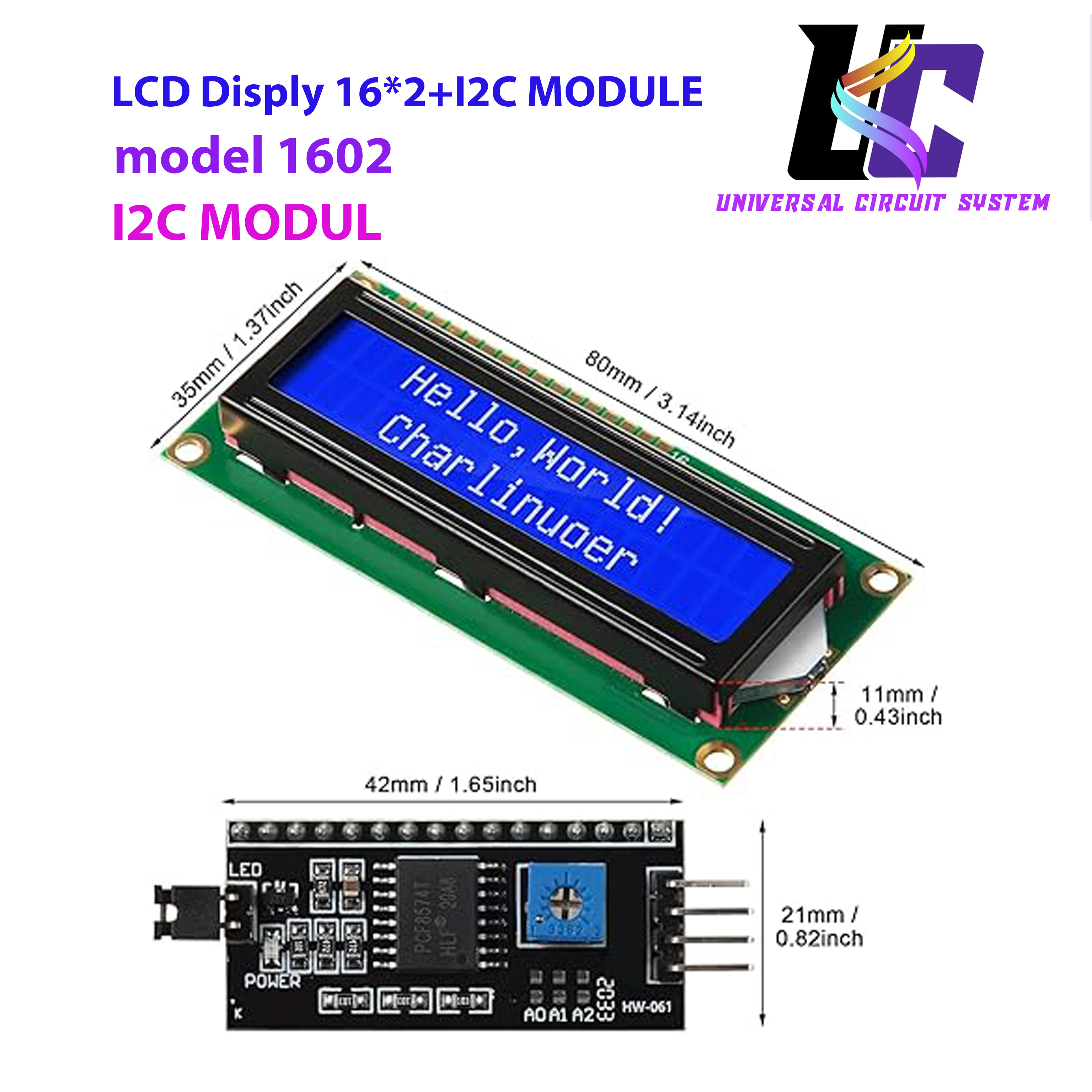 I2C 1602 LCD Display Module 16X2 Character Serial Blue Backlight LCD Module for Raspberry Pi Arduino STM32 DIY Maker Project Nanopi BPI Tinker board Electrical IoT Internet of Things. 