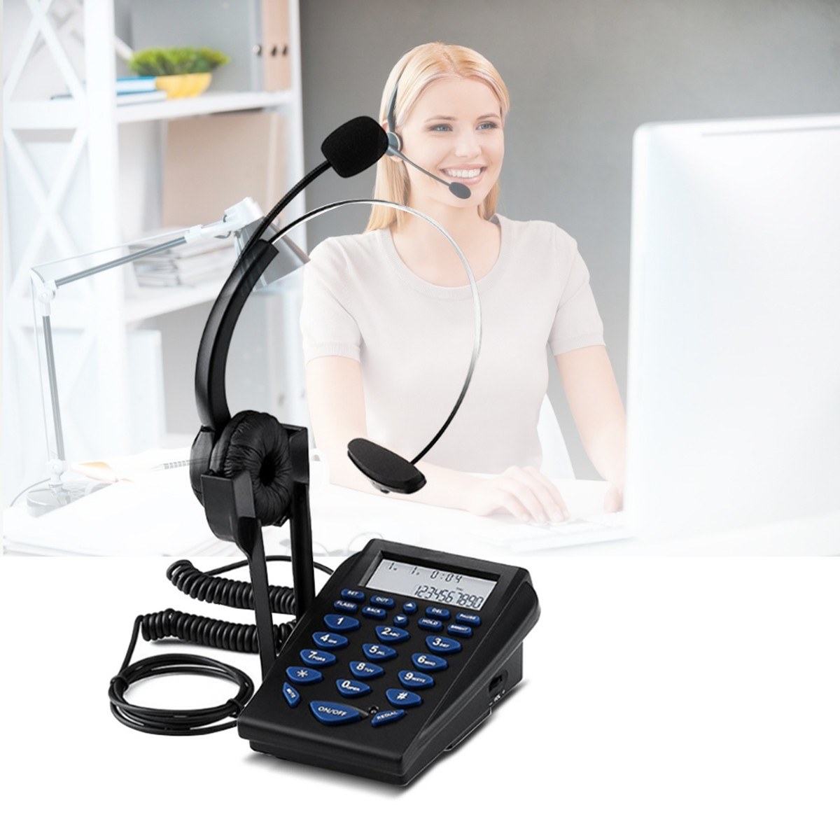 Call Center Telephone Dialpad Corded Telephone - black. 