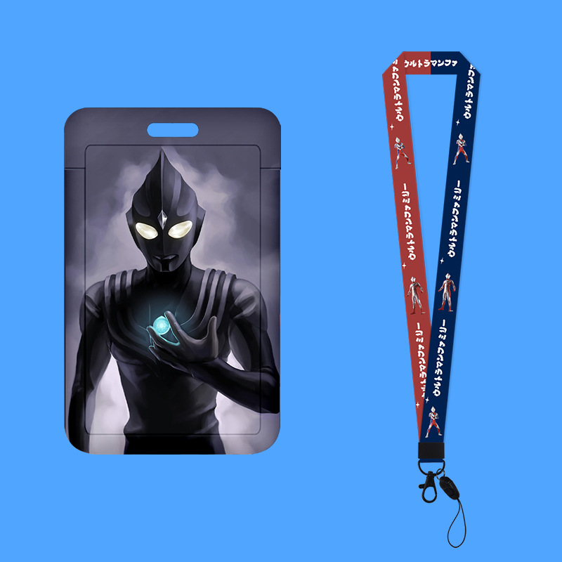 Ultraman wholesale anime card sleeve badge with lanyard primary school student ID school card campus card access control bus meal card. 