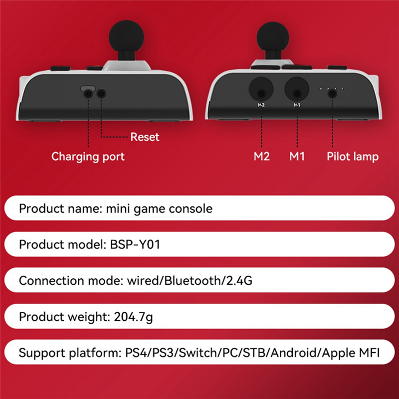 Wireless Joystick Controller Arcade Fighting Game Fight Stick Gaming Joystick Parts Accessories for ///Switch/PC/Android Black. 