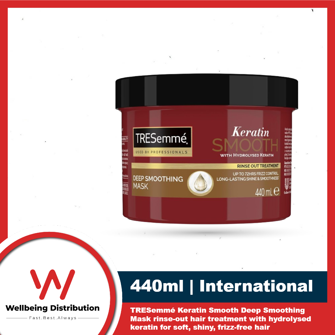 TRESemme Keratin Smooth Deep Smoothing Mask 440ml Rinse-out Hair Treatment with Hydrolysed Keratin for soft, shiny, frizz-free Hair