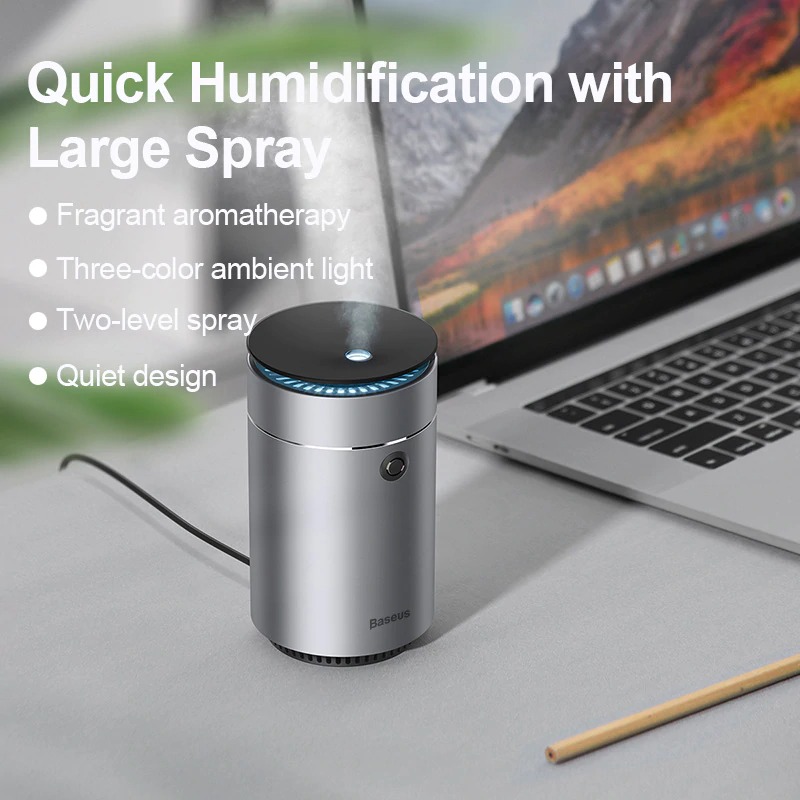Baseus Car Air Humidifier Purifier Aroma Essential Oil Diffuser Auto Nano Disinfectant Diffuser Air Freshener For Home Office. 