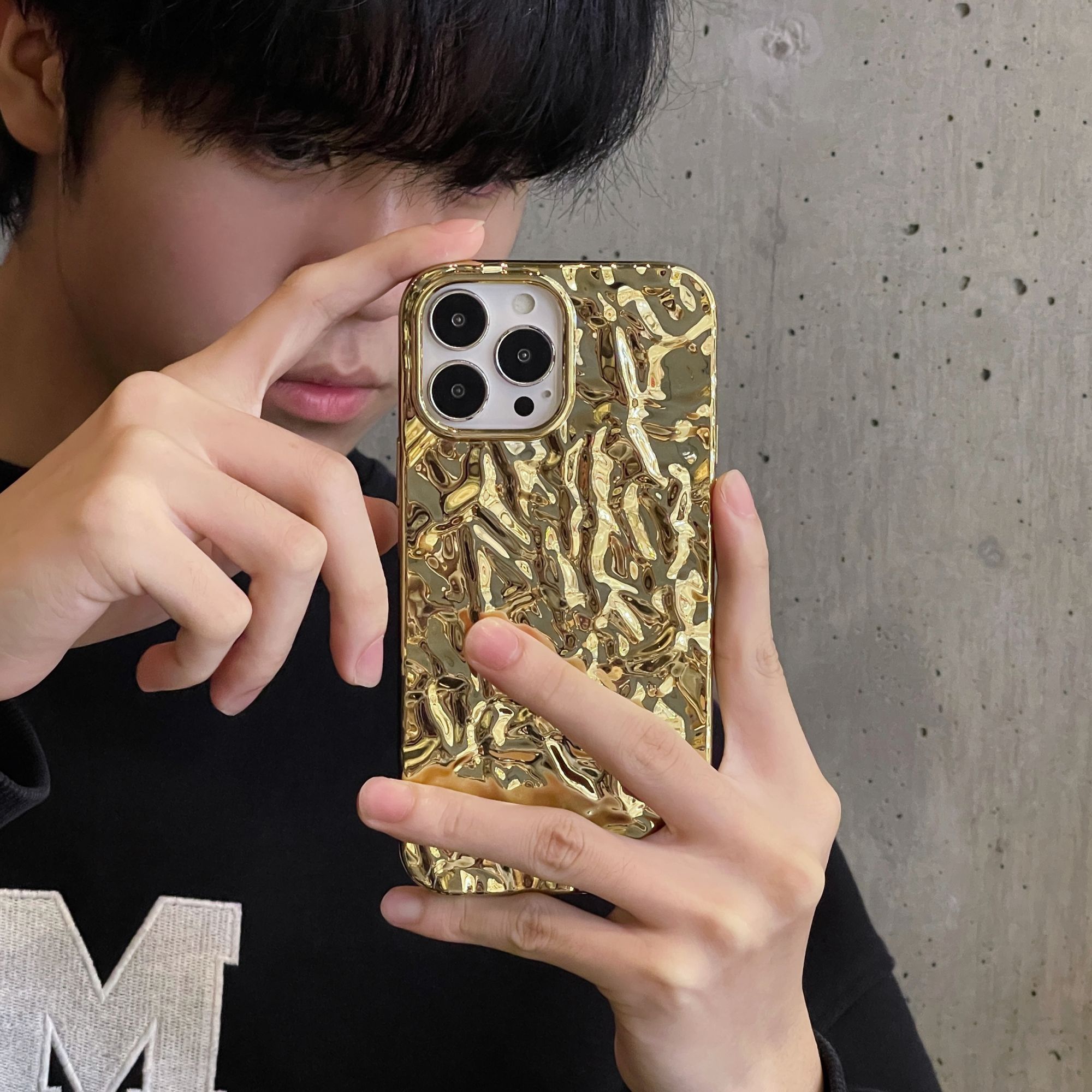 Luxury Plated Gold Tin Paper Phone Case for iphone 15 14 13 11 12 Pro Max X XS Max XR Water Ripple Shockproof Soft Cover Men. 