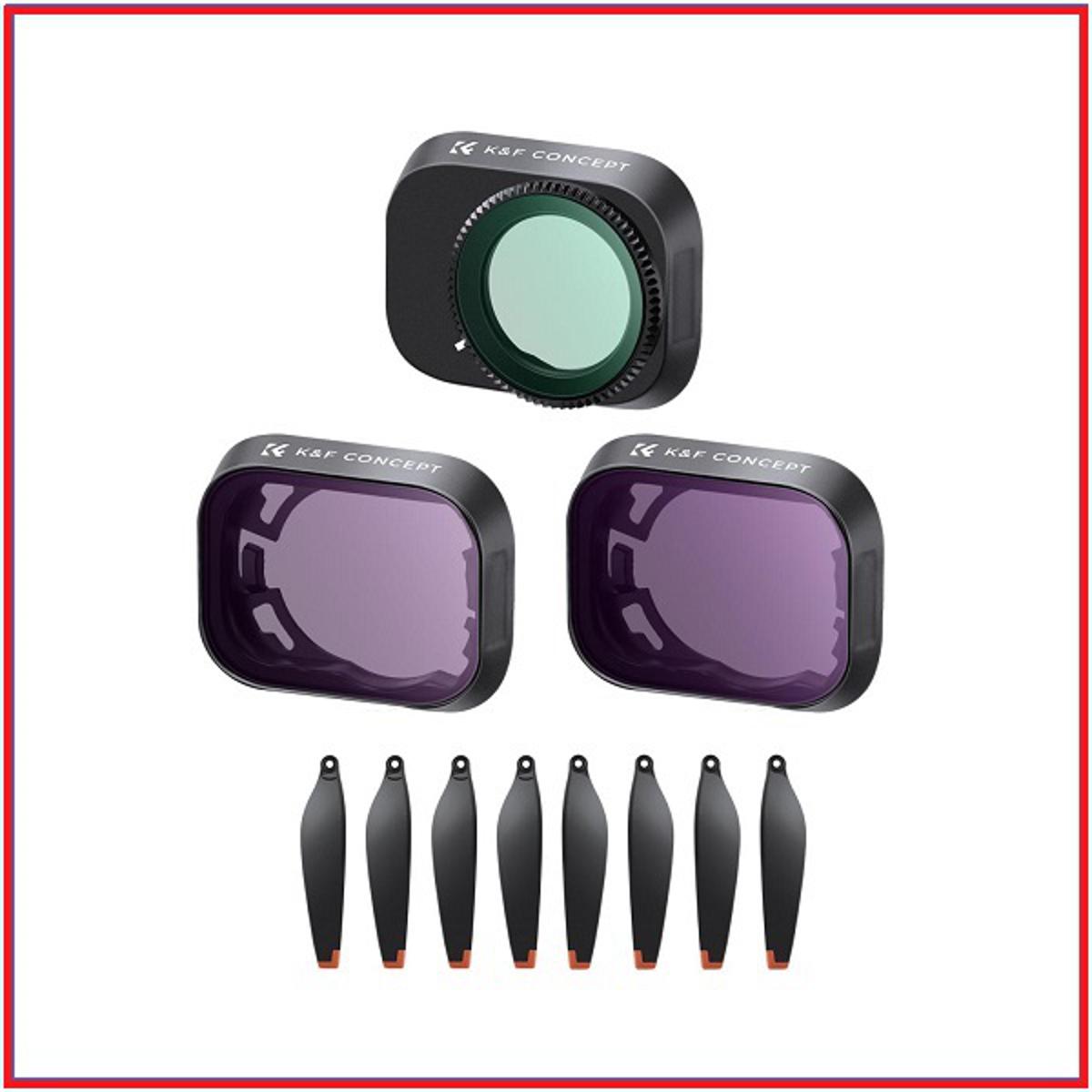 K&F Concept SKU.1956 NANO Series DJI Mini3 Pro Drone Filter Set (CPL+ND8+ND16) with a Set of Propellers for DJI Mini3 Pro