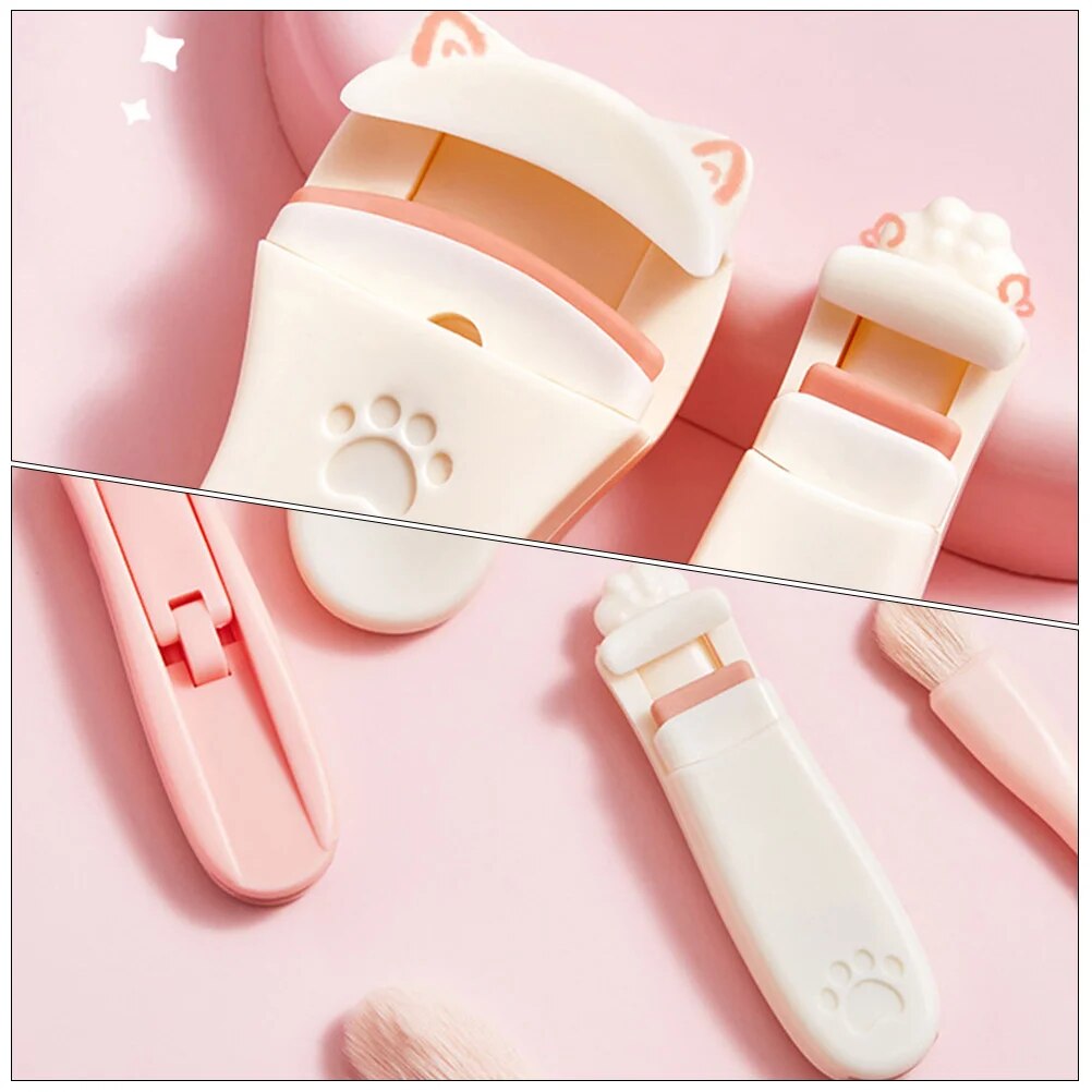 2 Pcs Eyelash Curler for Asian Eyes Curlers Applicator Tool Comb Abs Travel Holder. 