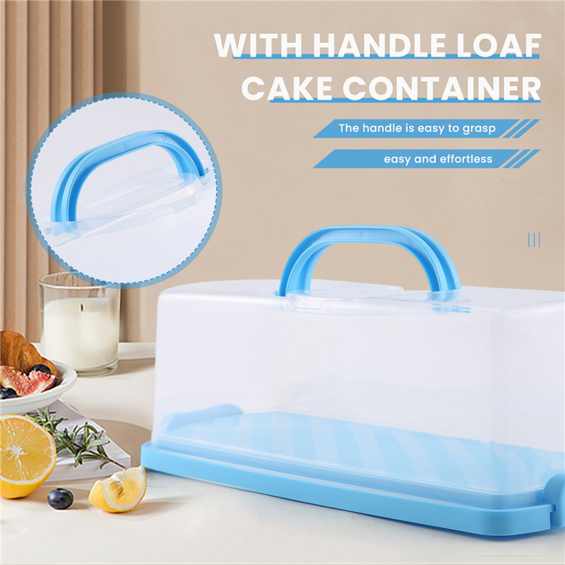 Portable Bread Box with Handle Loaf Cake Container Plastic Rectangular Food Storage Keeper Carrier 13Inch Translucent Dome for Pastries, Bagels, Bread Rolls, Buns. 