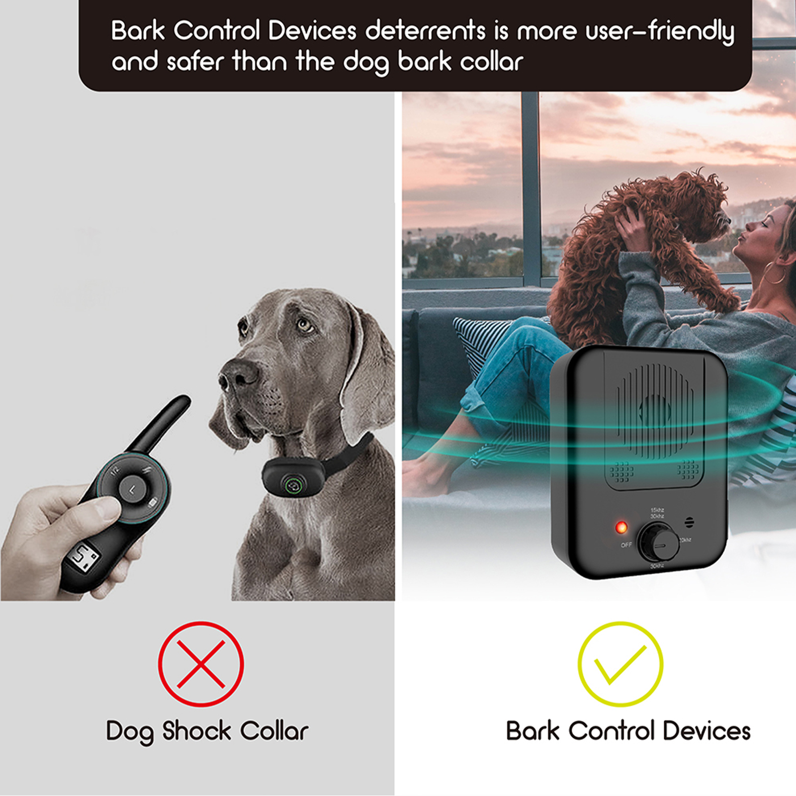 K4 Anti Barking Device Dog Bark Control Behavior Training Waterproof Rechargeable Tool Suitable for Small Medium Large Size Dogs 10m Control Range LED Indicate Indoor and Outdoor Deterrent System. 